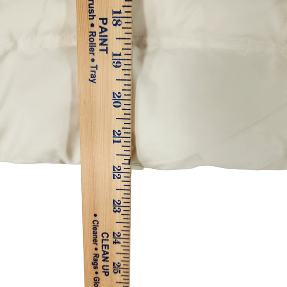 Eddie Bauer Women XS Goose Down Puffer Vest 700 Cream Faux Fur Full Zip Snap - Picture 7 of 16